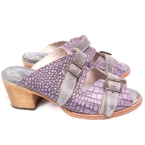 Freebird Caprice Purple Croc Heeled Mules Women 12